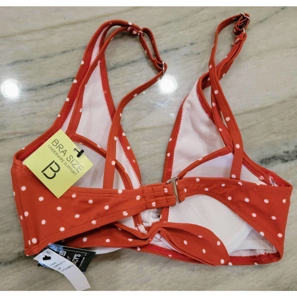 Sundazed Swimsuit Top Terracotta Red Polka Dot 32B